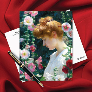 Cartão Postal Hollyhocks Sunlight Charles Courtney Curran
