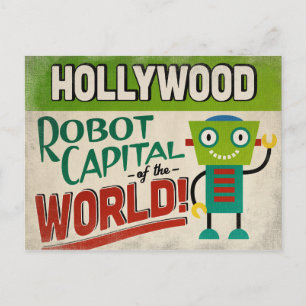 Cartão Postal Hollywood Florida Robot - Engraçado Vintage