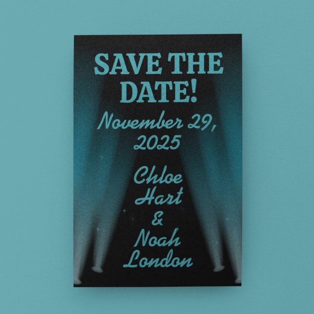 Cartão Postal Hollywood Lights Wedding Save-the-Date (Criador carregado)