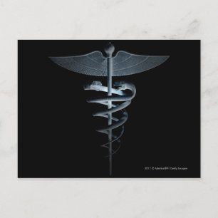 Cartão Postal Holofote em um caduceu médico