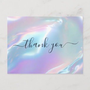 Cartão Postal Holographic Glam Elegante Iridescente Obrigado