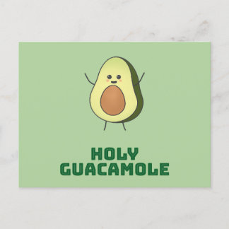 Cartão Postal Holy guacamole - cute and happy kawaii avocado 