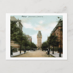 Cartão Postal Holzstrasse, Mainz, Alemanha Vintage