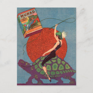 Cartão Postal Homad Cigarro senhora cavalgando tartaruga gigante