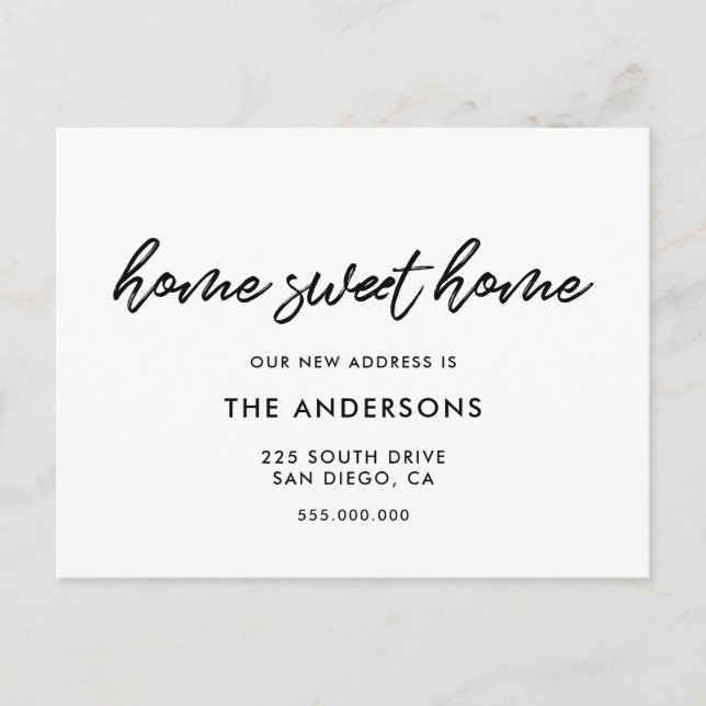 Cartão Postal Home doce home Anúncio em movimento moderno (Frente)