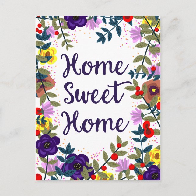 Cartão Postal Home Sweet Home Floral Reef (Frente)