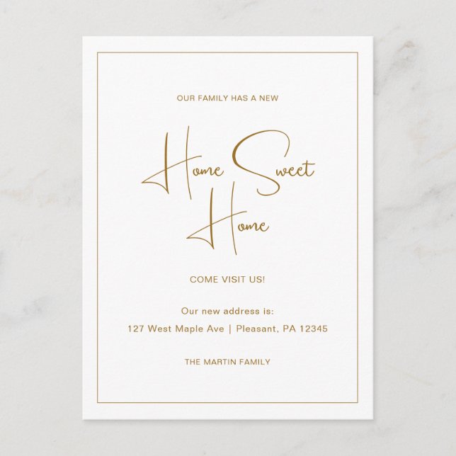 Cartão Postal Home Sweet Home Novo Anúncio de Movimentação de En (Frente)