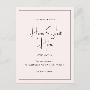 Cartão Postal Home Sweet Home Novo Anúncio de Movimentação de En