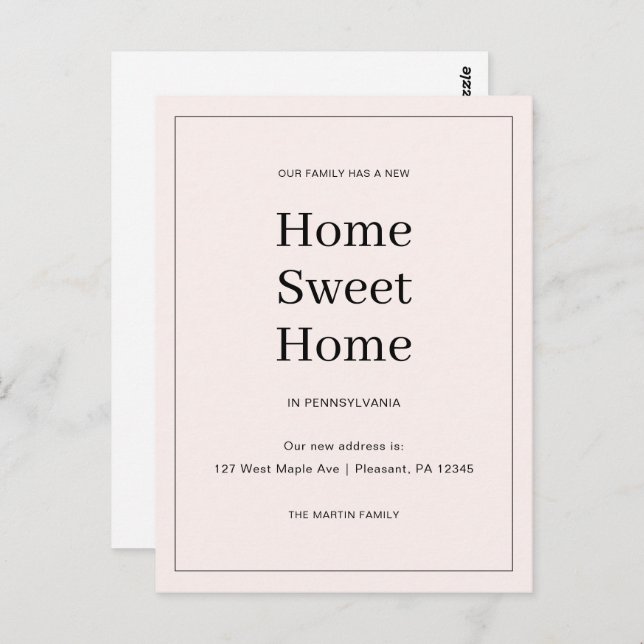 Cartão Postal Home Sweet Home Novo Anúncio de Movimentação de En (Frente/Verso)