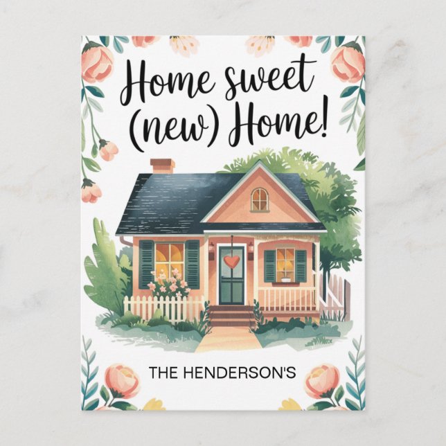 Cartão Postal Home Sweet New Home Change of Address Postcard (Frente)