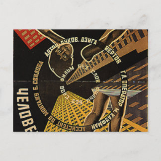 Cartão Postal Homem com Poster de câmara de filmes