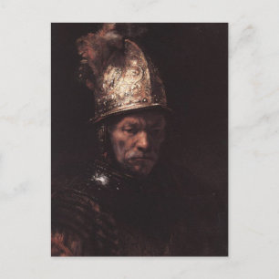 Cartão Postal Homem com um Capacete de Ouro