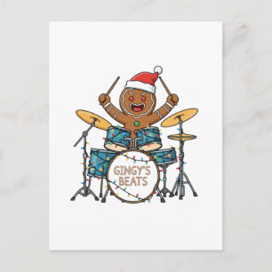 Cartão Postal Homem de Biscoito de gengibre Baterista Natal Dive