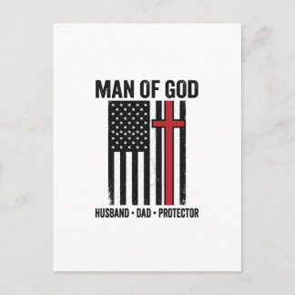 Cartão Postal Homem de Deus Cruz Patriótica Camisa Cristã Design