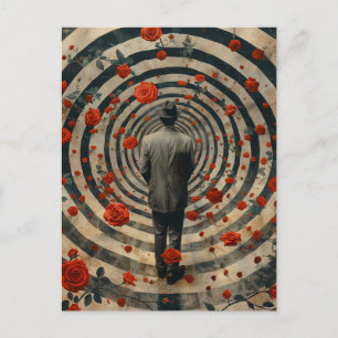 Cartão Postal Homem de Negócios Surrealista Colagem de Rosas Ver