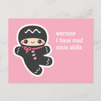 Cartão Postal Homem de Ninjabread Rosa