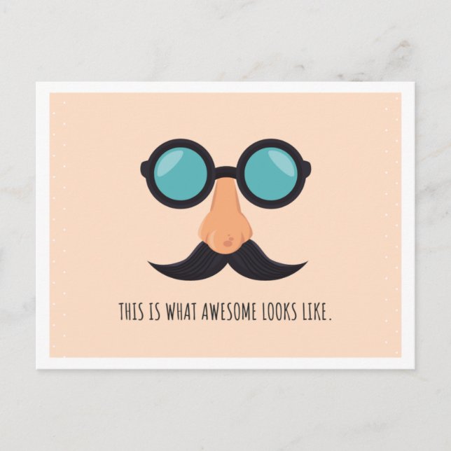 Cartão Postal Homem Divertido Rosa com Óculos (Frente)