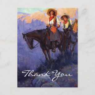 Cartão Postal Homem e Mulher de Anderson sobre Cavalos