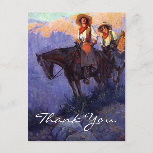 Cartão Postal Homem e Mulher de Anderson sobre Cavalos (Frente)