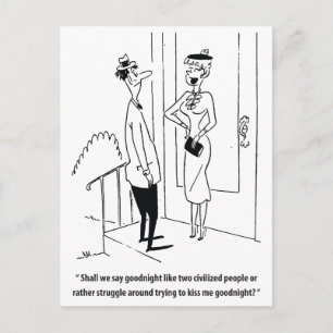 Cartão Postal Homem e Mulher em um Encontro, Humor, Vintage