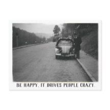 Homem e Vintage Automobile Happy