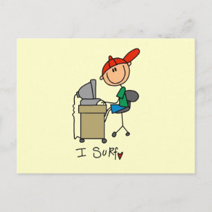 Cartão Postal Homem Figura de Pau Surfista da Web