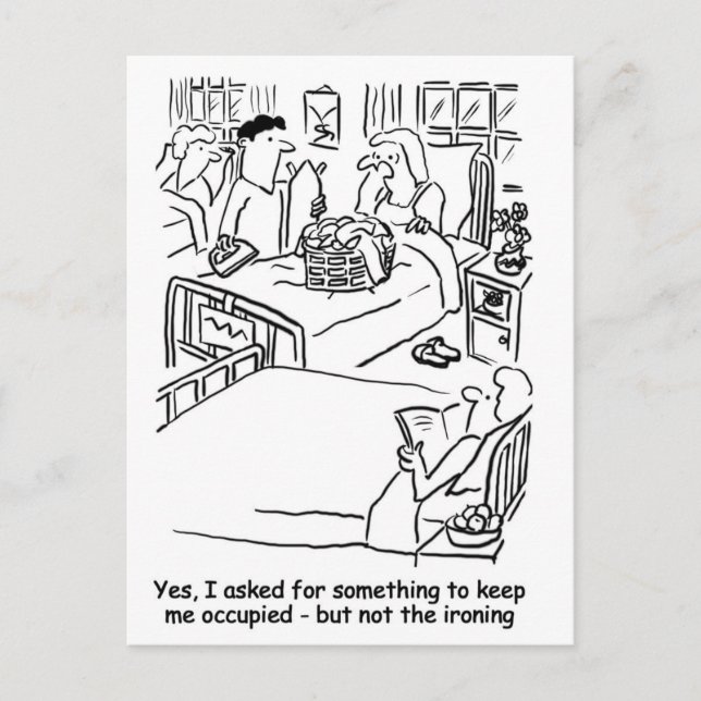 Cartão Postal Homem leva passar roupa para esposa no hospital (Frente)
