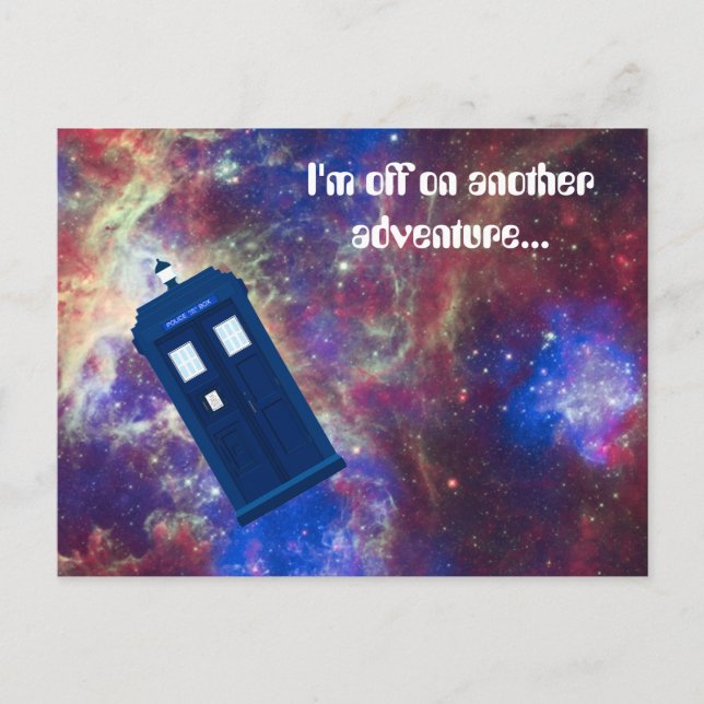 Cartão Postal Homem louco com uma caixa que viaja através do (Frente)