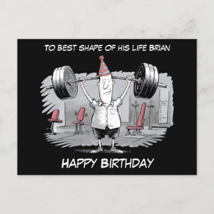 Cartão Postal homem magro usando chapéu de aniversário aniversár