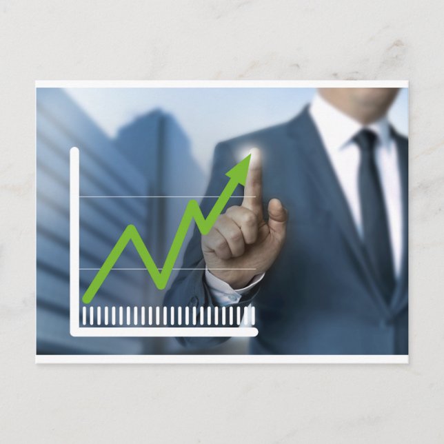 Cartão Postal Homem mostrando o conceito de tela de toque do pre (Frente)