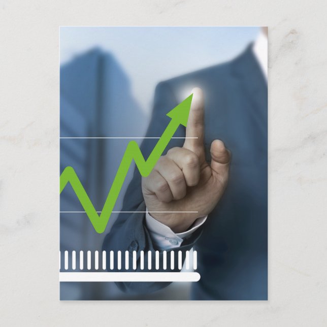 Cartão Postal Homem mostrando o conceito de tela de toque do pre (Frente)