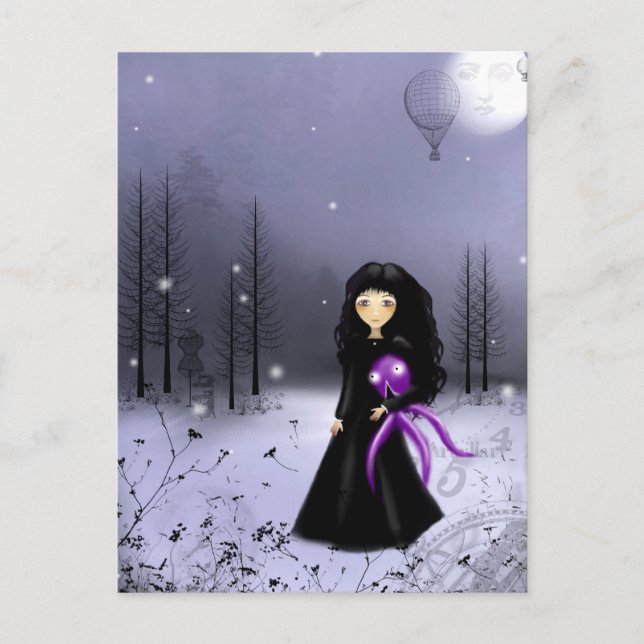 Cartão Postal homem no cartão-postal da lua (Frente)