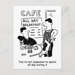 Cartão Postal Homem passa o dia inteiro comendo um café da manhã