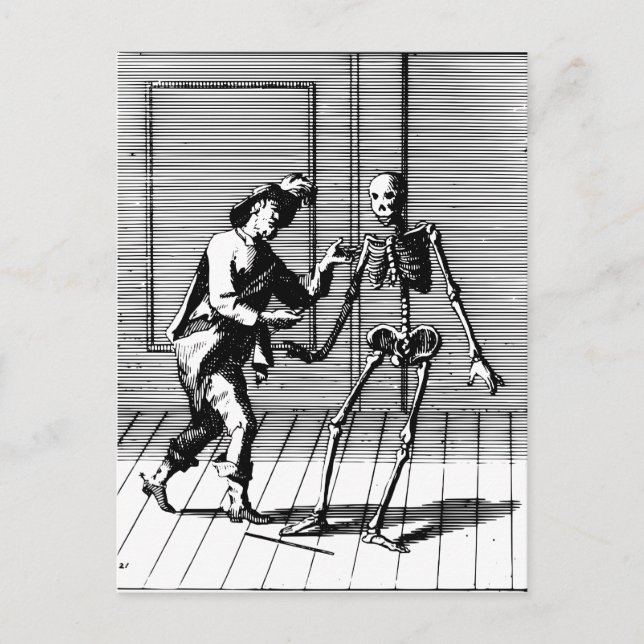 Cartão Postal Homem que se propõe a um esqueleto (Frente)