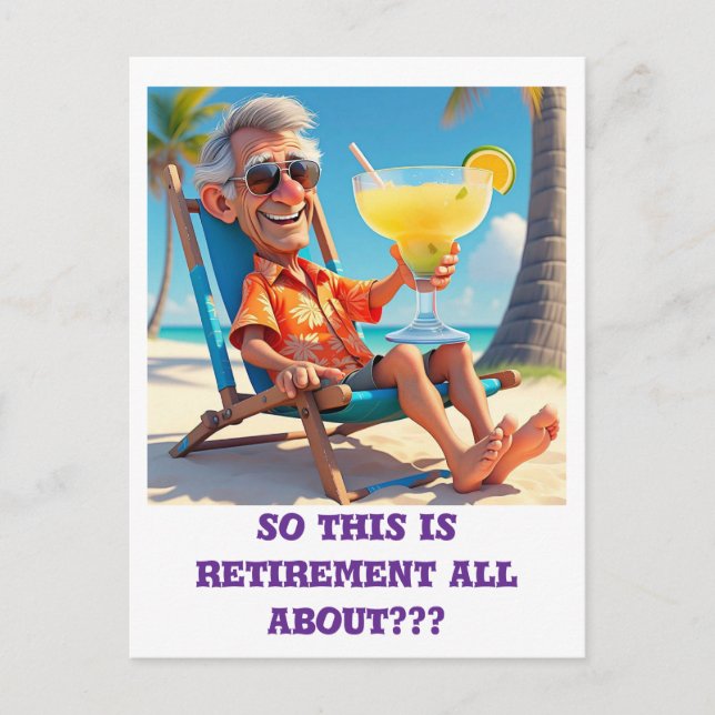 CARTÃO POSTAL " HOMEM REFORMADO NA PRAIA " (Frente)