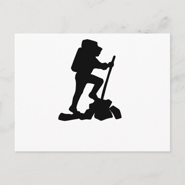 Cartão Postal homem simples caminhando na montanha silhueta pret (Frente)