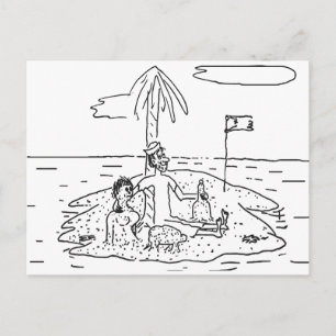 Cartão Postal Homem sozinho na Ilha, Engraçado, Vintage,