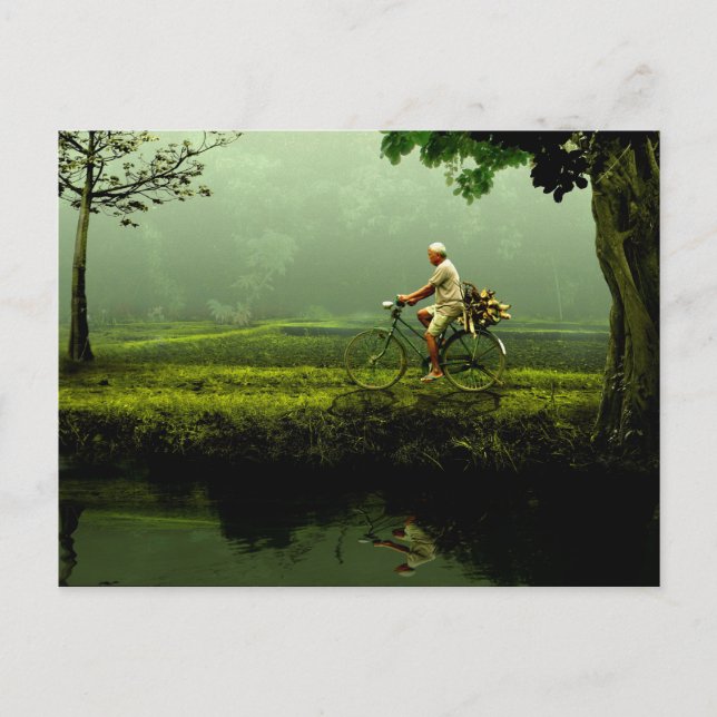 Cartão Postal Homem velho em uma bicicleta (Frente)