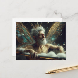 Cartão Postal Homem velho sexy Fairy com Cinza na banheira