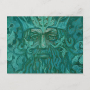 Cartão Postal Homem Verde, Rei Florestal, Deus Pagão, Arte Fant