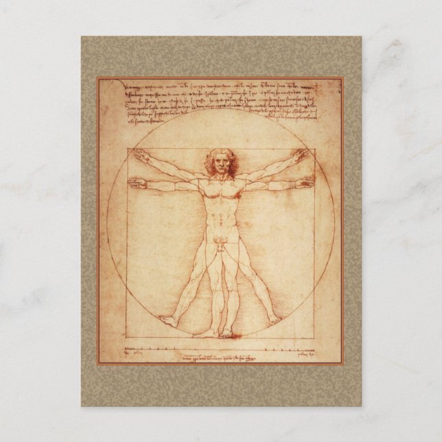 Cartão Postal Homem Vitruviano por Leonardo da Vinci (Frente)