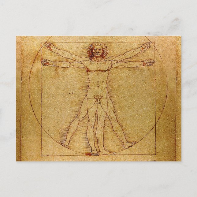 Cartão Postal Homem Vitruviano Por Leonardo Da Vinci (Frente)