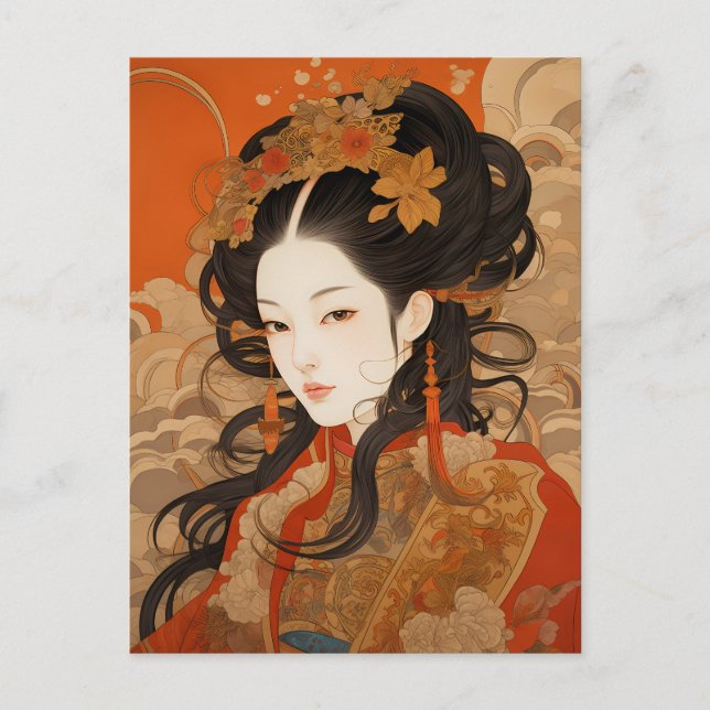 Cartão Postal Homenagem às mulheres chinesas tradicionais (Frente)