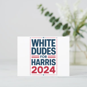 Cartão Postal Homens Brancos Para Harris-2024