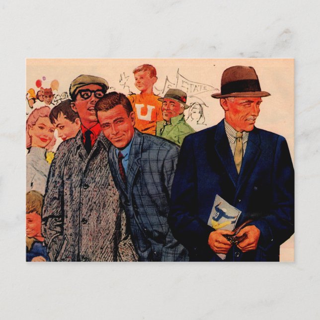 Cartão Postal Homens da década de 1950 vestindo Hickey-Freeman (Frente)