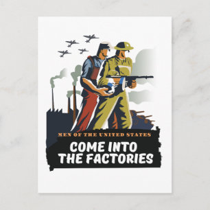 Cartão Postal Homens dos Estados Unidos, cartaz da 2ª Guerra Mun