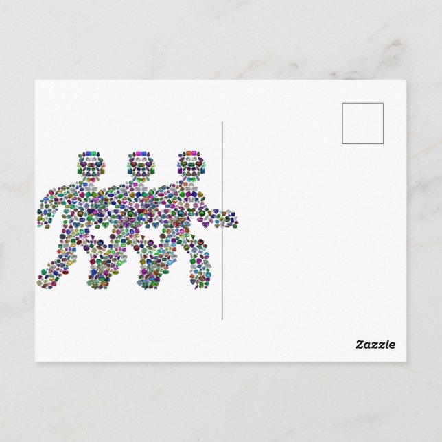 Cartão Postal Homens em Movimento - Gemstone Andando Design (Verso)