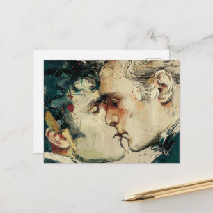 Cartão Postal Homens gay beijam uns aos outros a beleza do amor