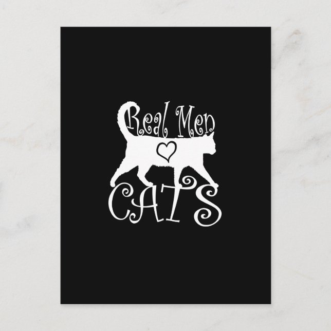 Cartão Postal Homens Reais Adoram Design Gráfico de Gatos em Dec (Frente)