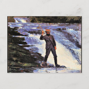 Cartão Postal Homer - O Angler, pintura aquarela de arte fina